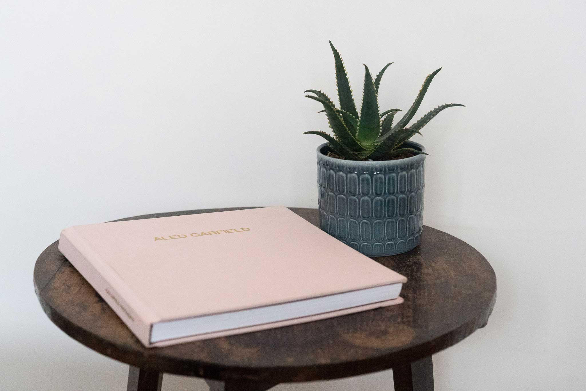Wedding album on a table