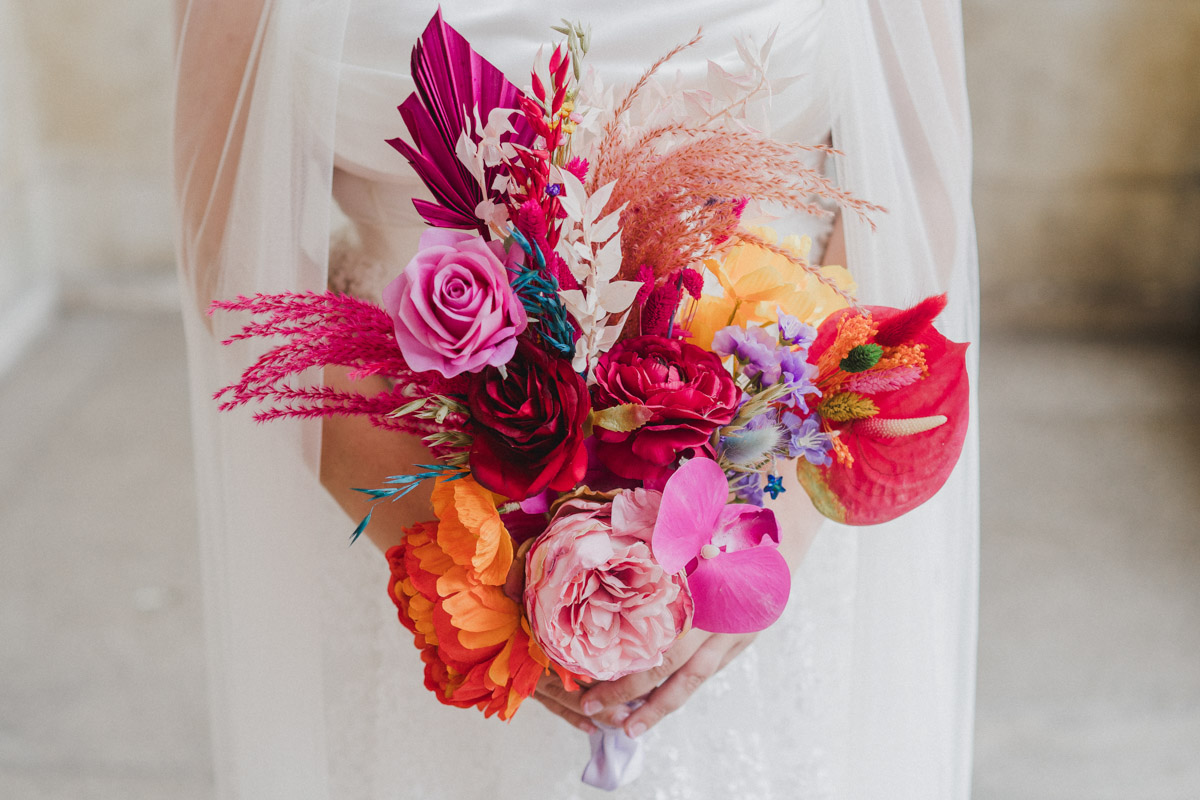 Colourful wedding flowers