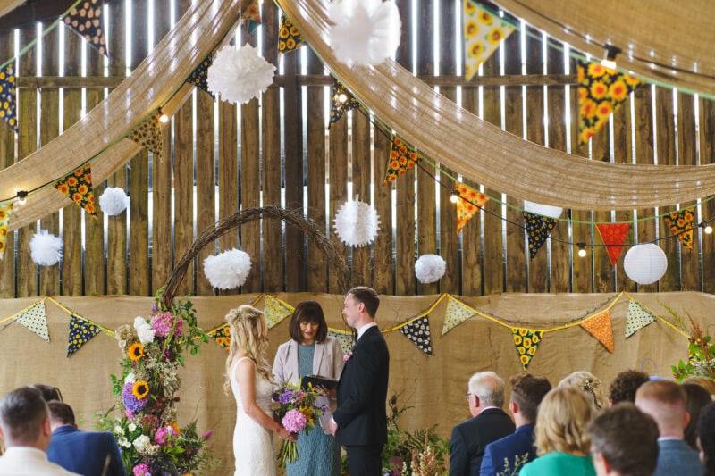 Farm barn wedding ceremony