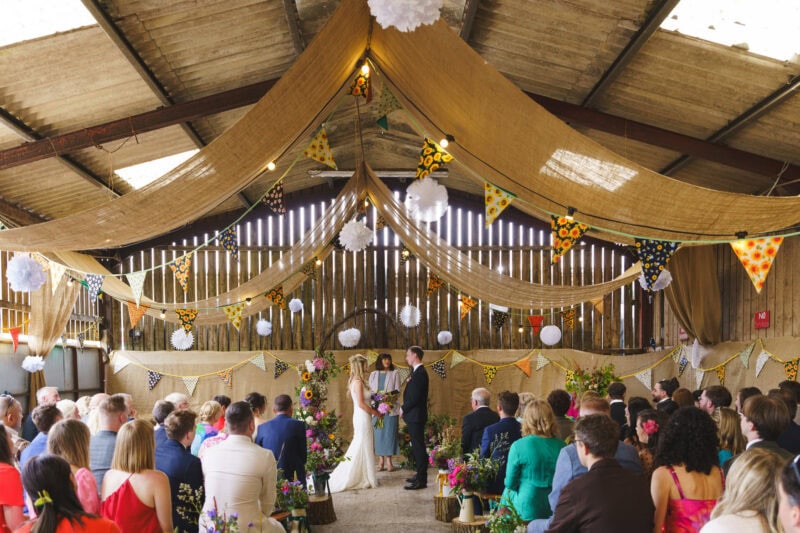 Farm barn wedding ceremony