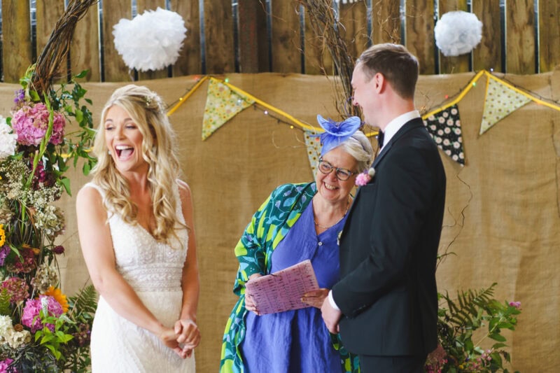 Farm barn wedding ceremony