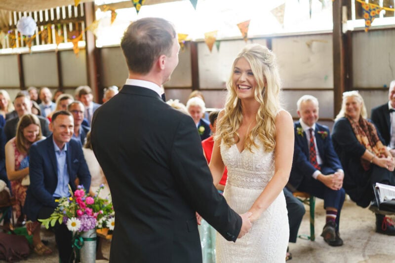 Farm barn wedding ceremony