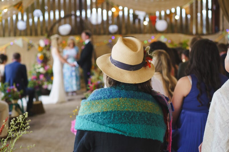 Farm barn wedding ceremony