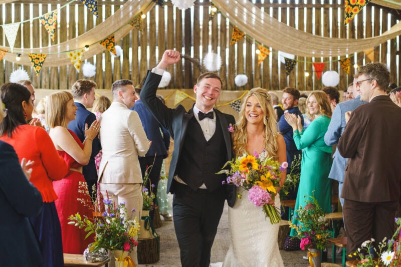 Bride and groom exit ceremony