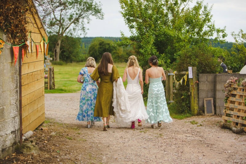 bride with wedding guests